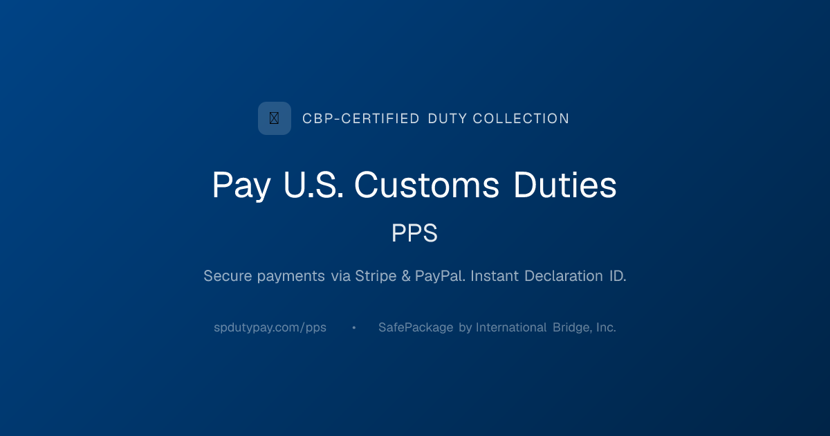 Pay U.S. Customs Duties - Palau Postal Service | SafePackage Duty ...